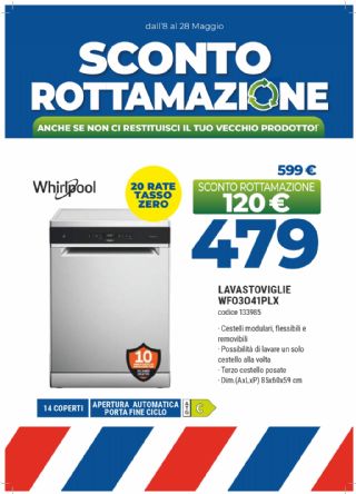 LAVASTOVIGLIE WHIRLPOOL WFO3O41PLX